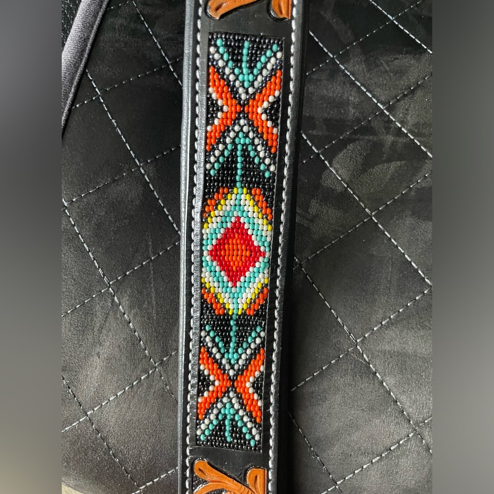 Beaded Leather Dog Collar